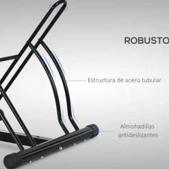 Homcom - Soporte de estacionamiento 2 bicicletas Negro