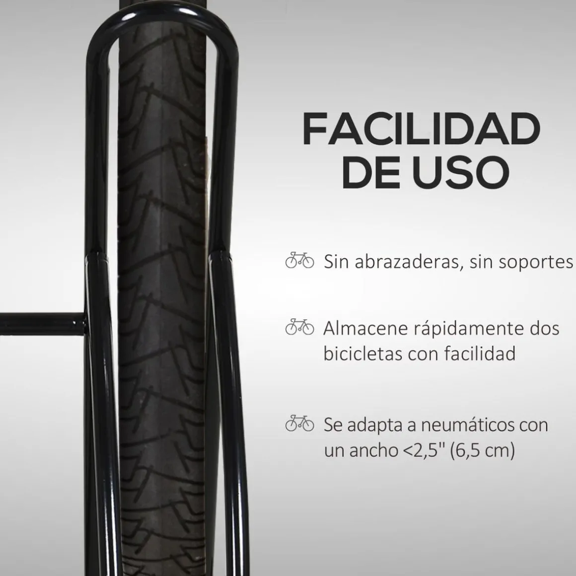 Homcom - Soporte de estacionamiento 2 bicicletas Negro