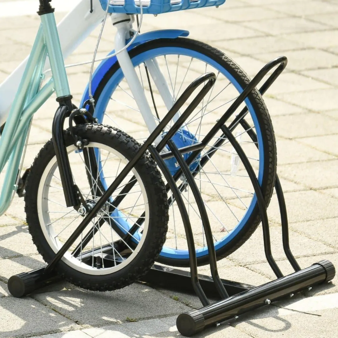 Homcom - Soporte de estacionamiento 2 bicicletas Negro