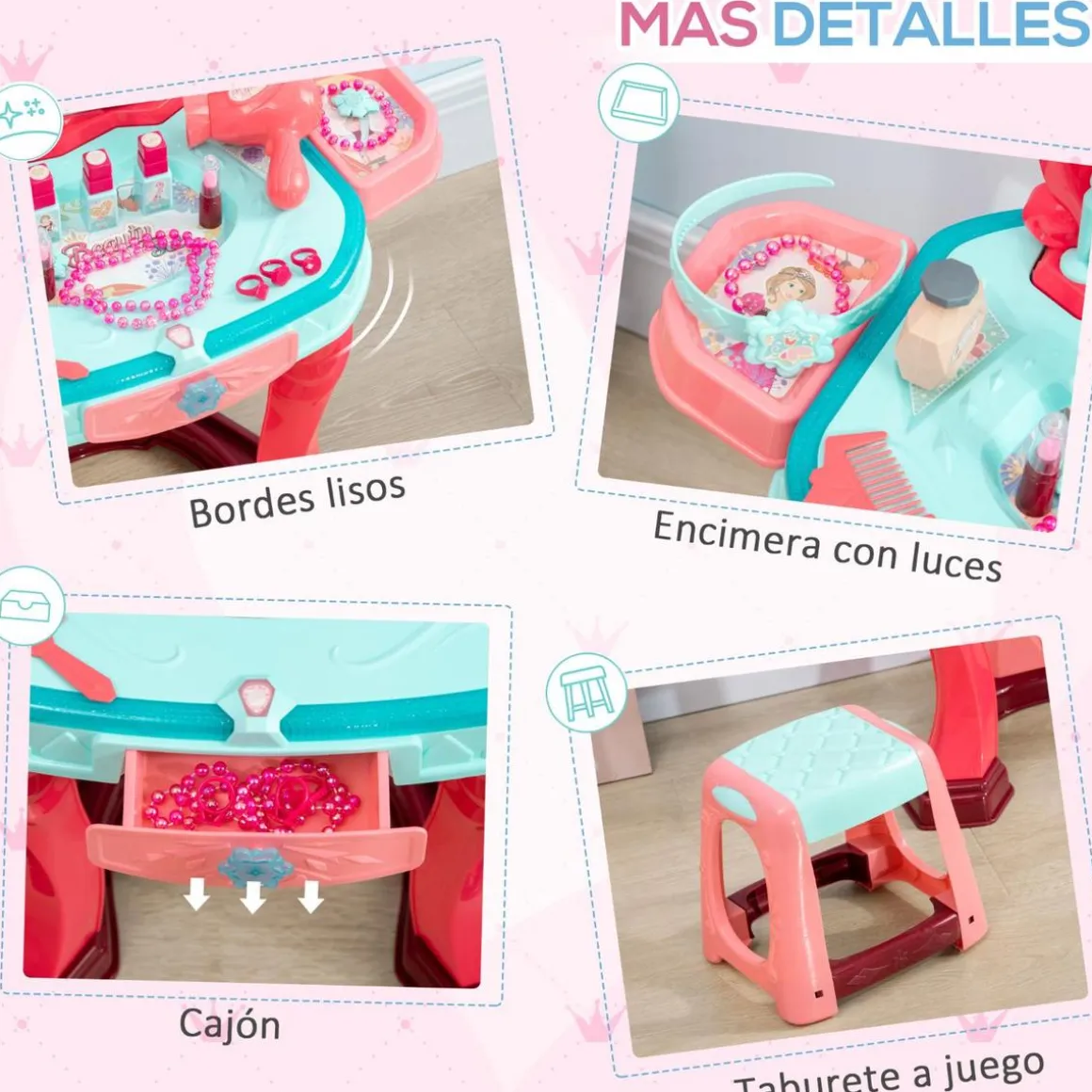 Homcom - Tocador infantil con cajón y taburete