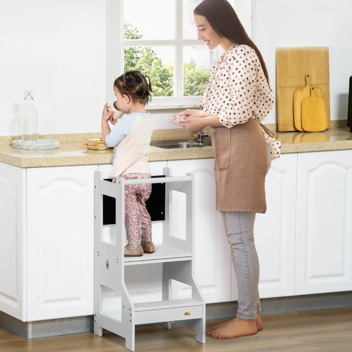Homcom - Torre aprendizaje 2 en 1 madera Gris