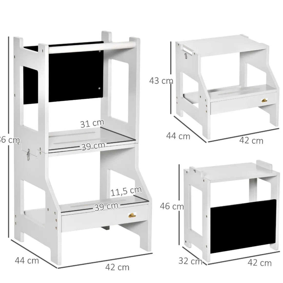 Homcom - Torre aprendizaje 2 en 1 madera Gris