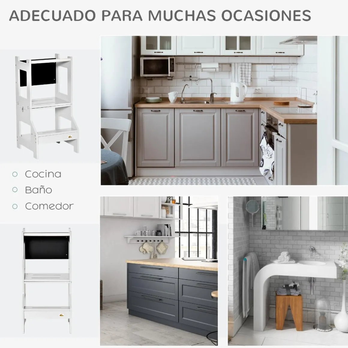 Homcom - Torre aprendizaje 2 en 1 madera Gris