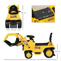 Homcom - Tractor correpasillos sin pedales amarillo