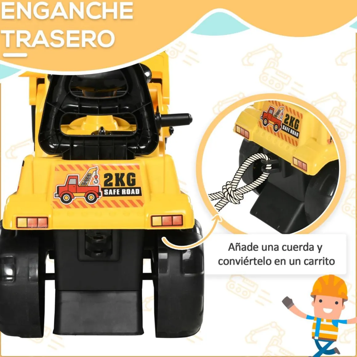 Homcom - Tractor correpasillos sin pedales amarillo