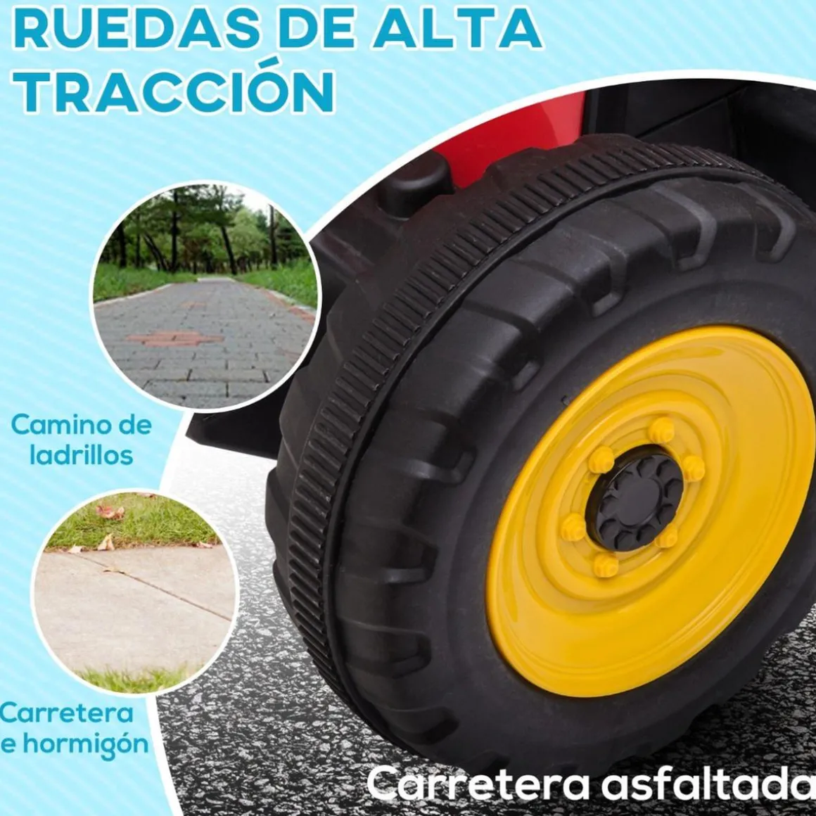 Homcom - Tractor elécrico Rojo