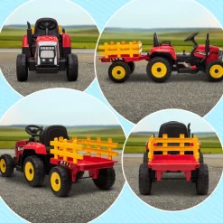 Homcom - Tractor elécrico Rojo