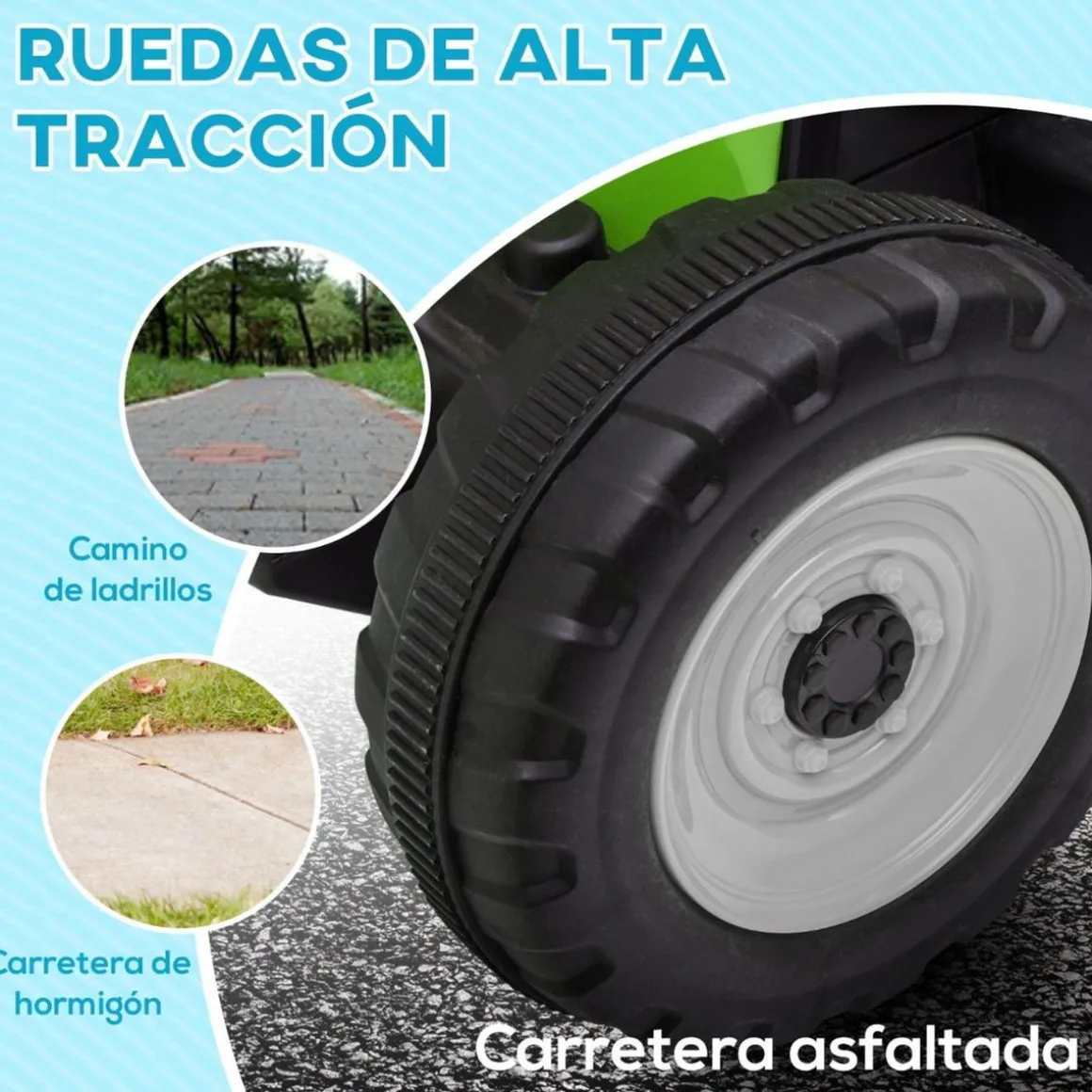 Homcom - Tractor elécrico Verde