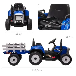 Homcom - Tractor eléctrico batería con remolque y mando a distancia