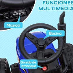 Homcom - Tractor eléctrico batería con remolque y mando a distancia