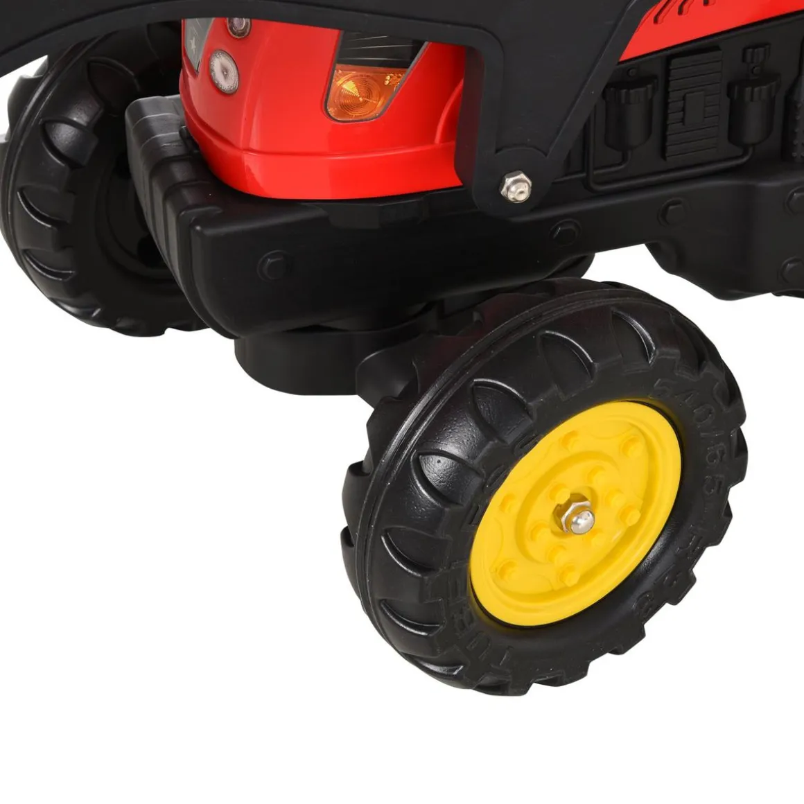 Homcom - Tractor excavadora a pedales con remolque rojo