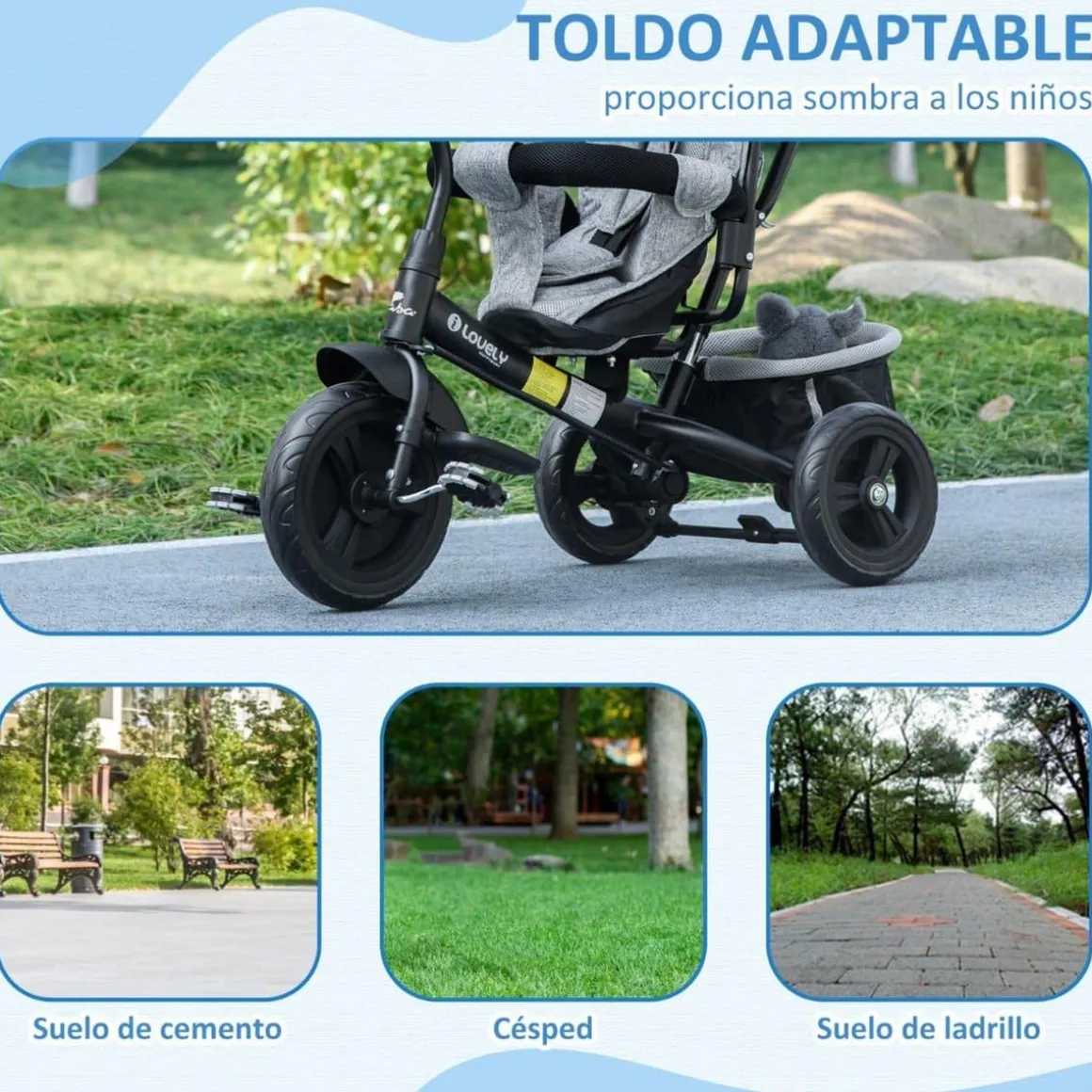Homcom - Triciclo evolutivo Gris