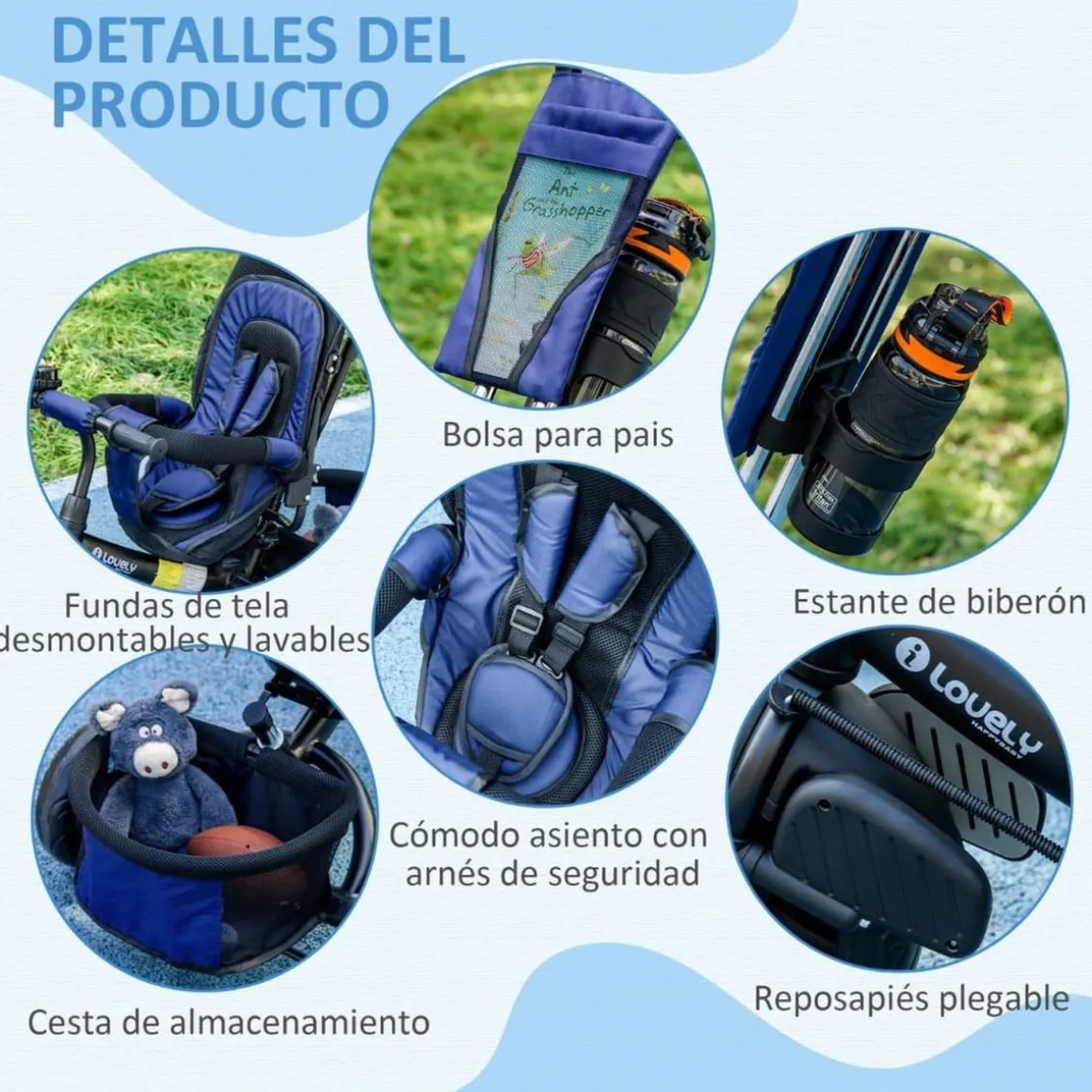 Homcom - Triciclo evolutivo Azul