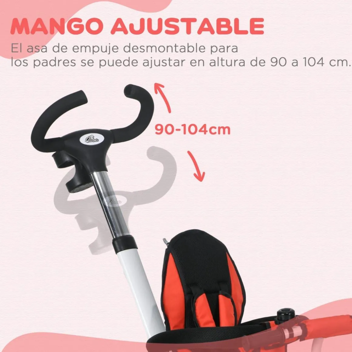 Homcom - Triciclo Evolutivo con capota Reflectante - Rojo