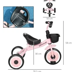 Homcom - Triciclo infantil Rosa