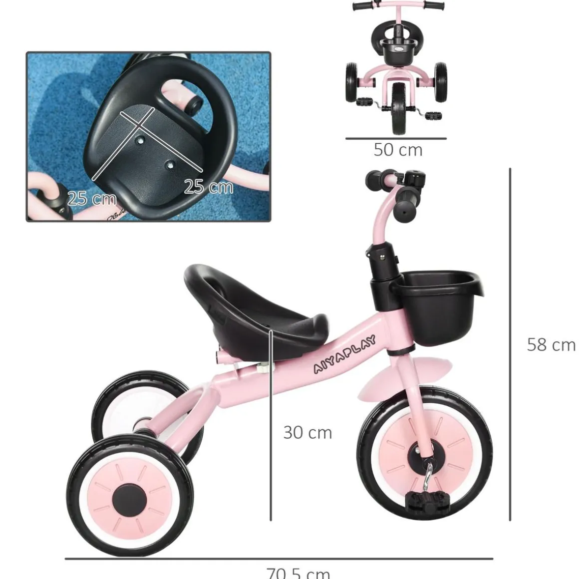 Homcom - Triciclo infantil Rosa
