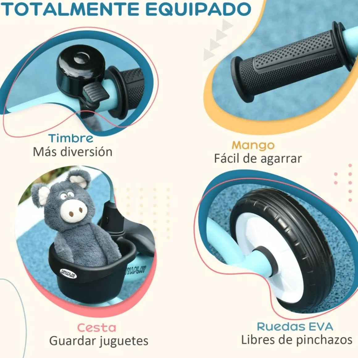Homcom - Triciclo infantil Azul