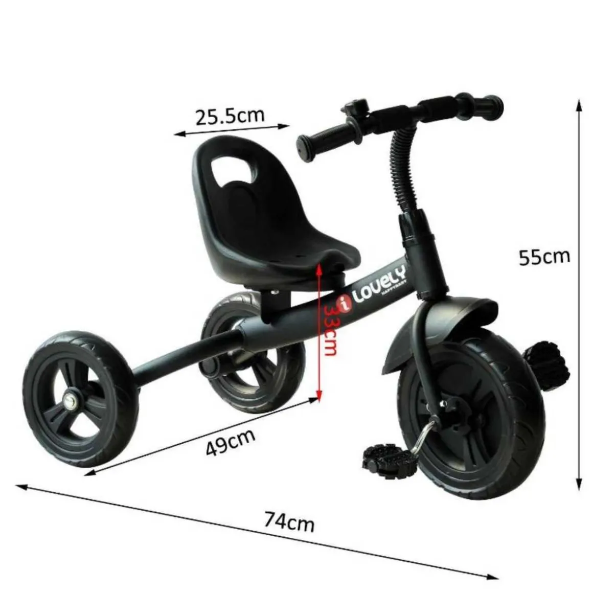 Homcom - Triciclo Negro HomCom