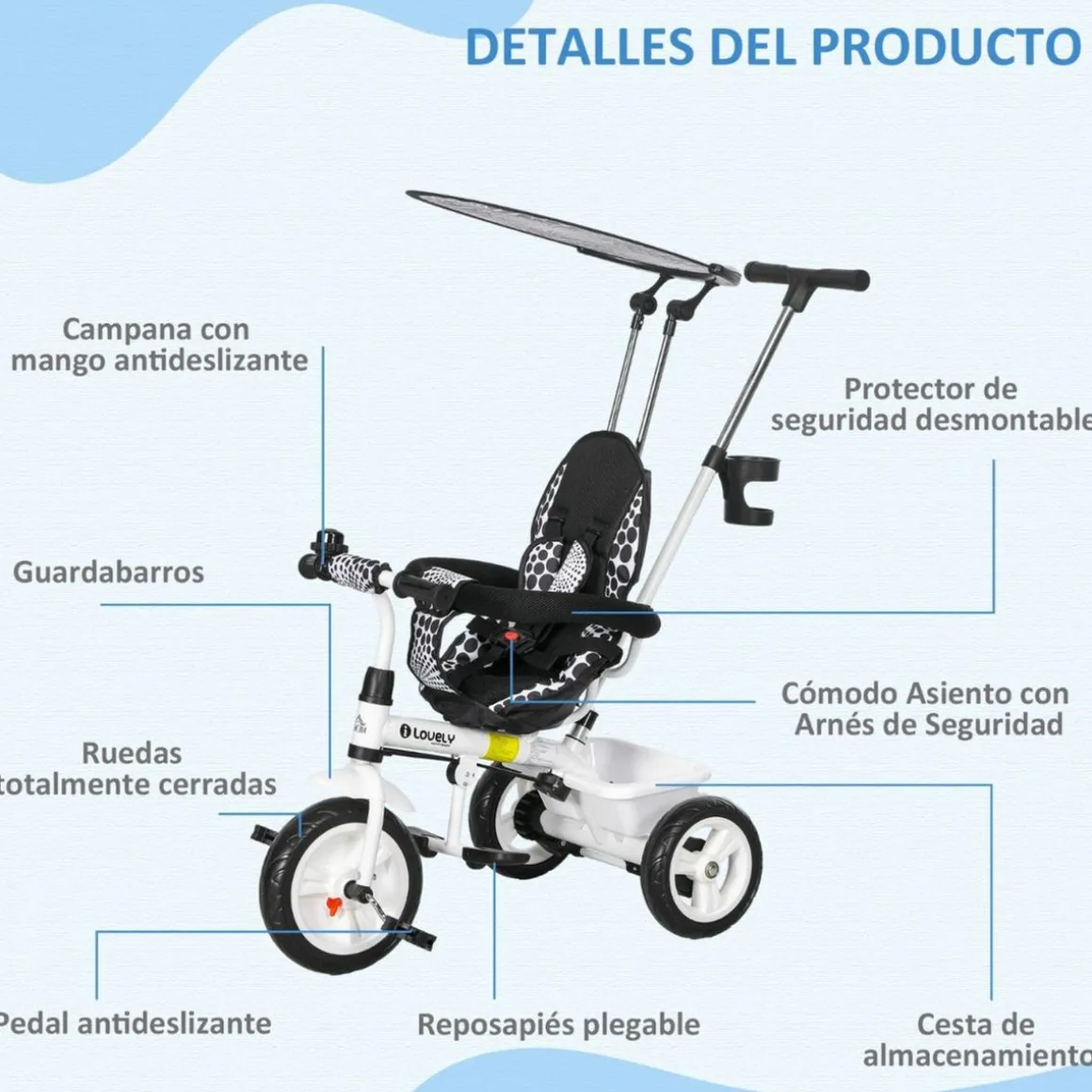 Homcom - Triciclo para bebés 2 en 1