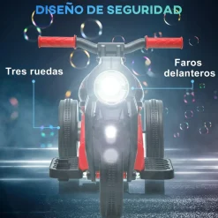 Homcom - Trimoto eléctrica batería 6 V con música y juegos Rojo