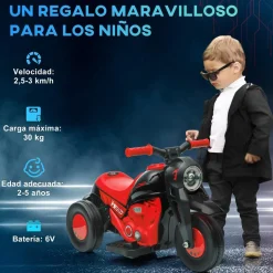 Homcom - Trimoto eléctrica batería 6 V con música y juegos Rojo