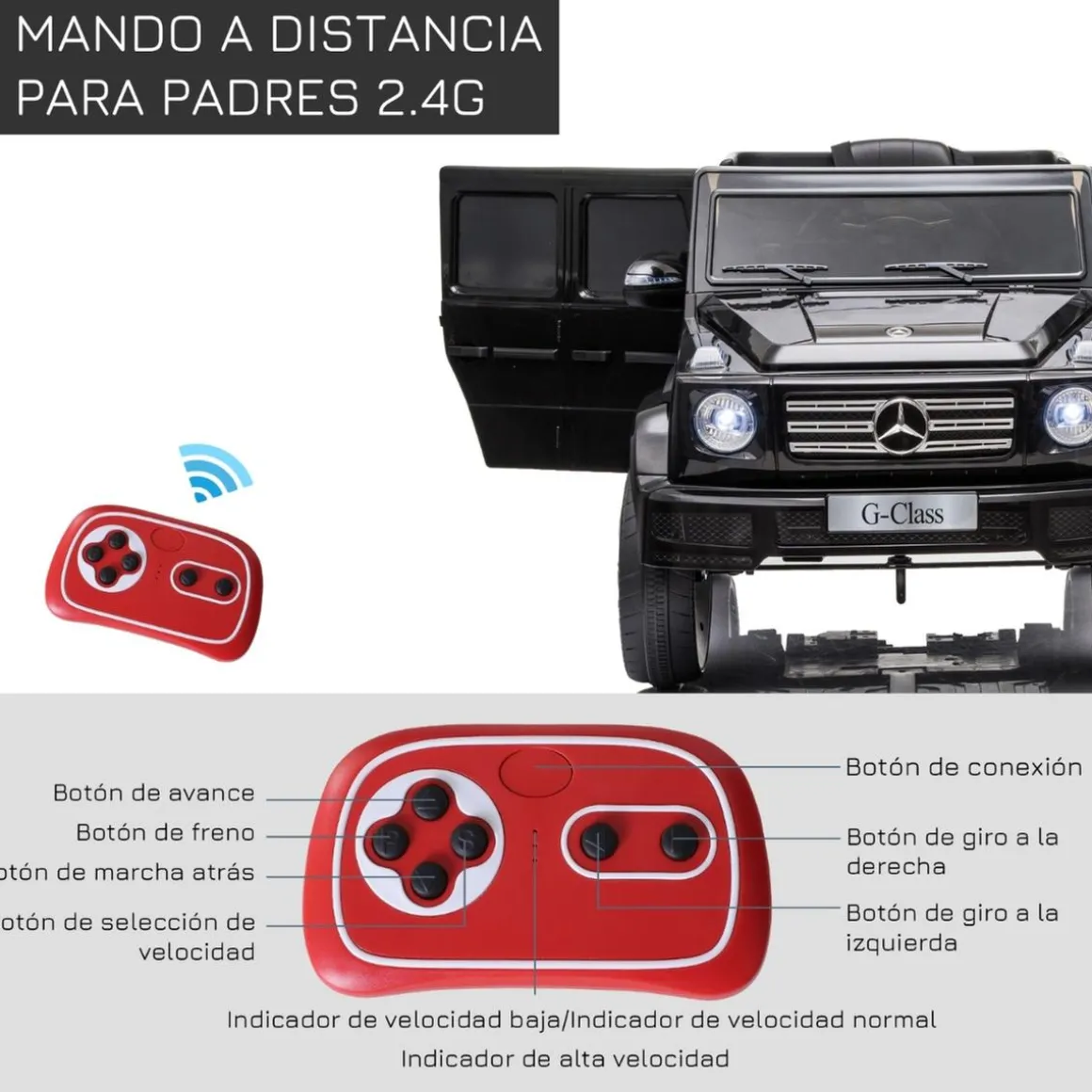 Homcom - Vehículo batería con mando Mercedes Negro