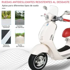 Homcom - Vespa blanca Vehículo de batería