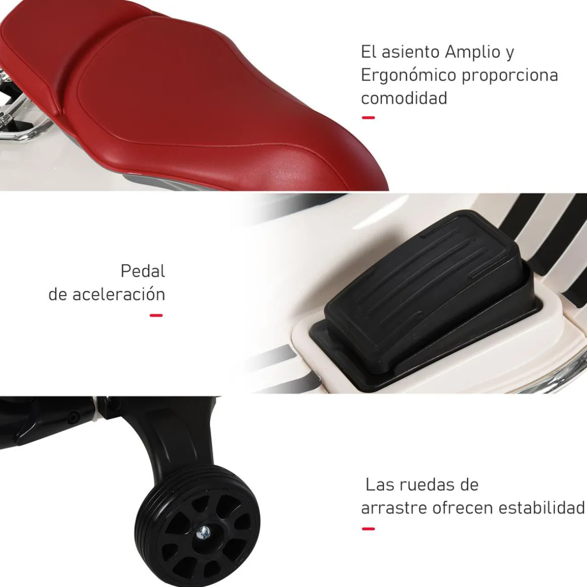 Homcom - Vespa blanca Vehículo de batería