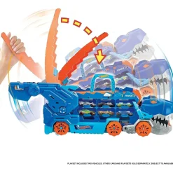 Hot Wheels - Camión T-Rex definitivo y pista para coches de juguete con 2 vehículos incluidos ㅤ