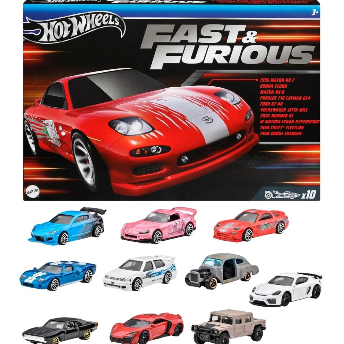 Hot Wheels - Fast & Furious coche juguete pack 10 vehículos
