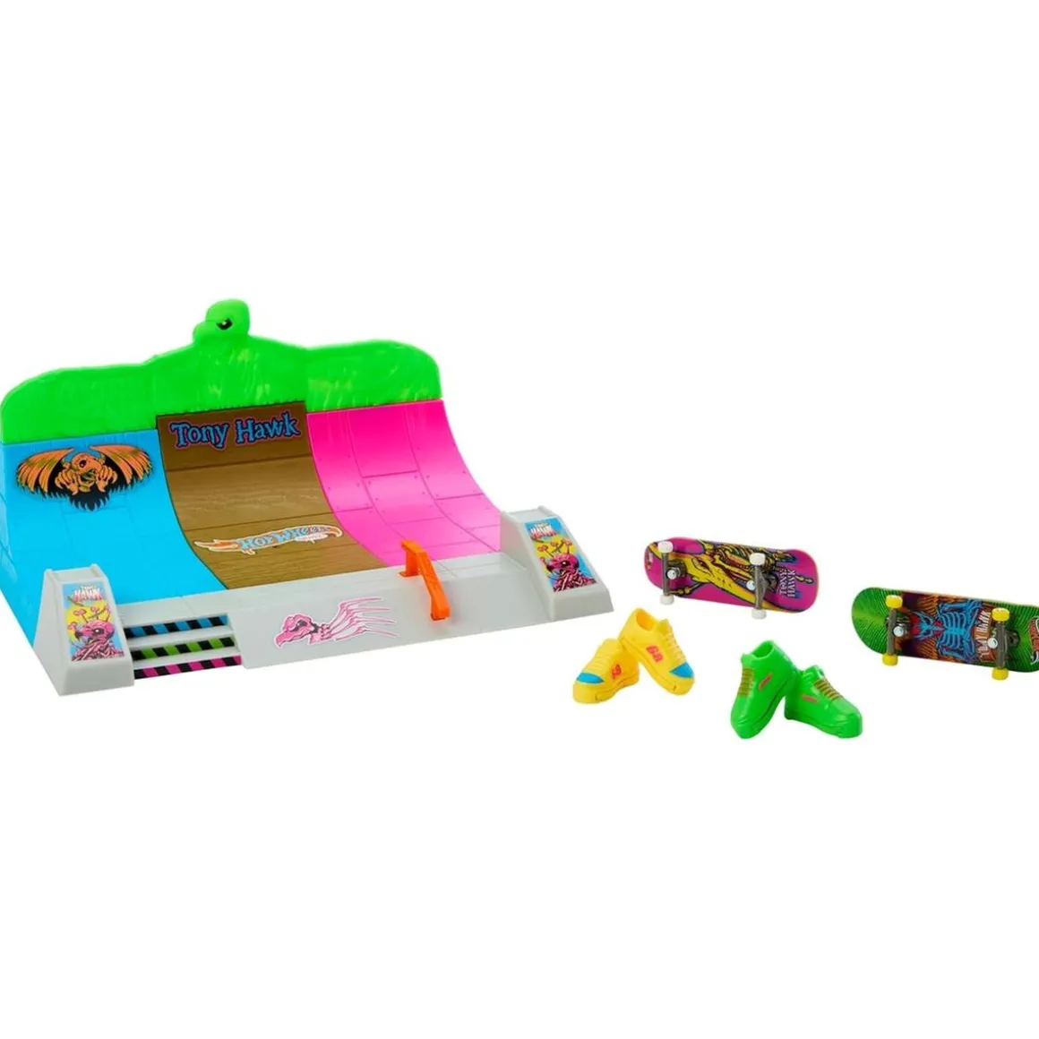 Hot Wheels - Fingerskateboards pista Tony Hawk con zapata