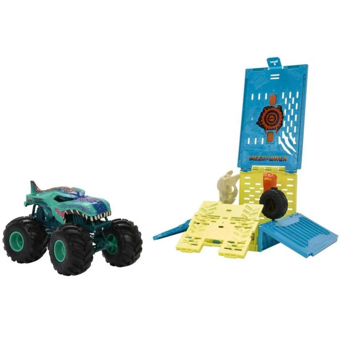 Hot Wheels - Vehículo Hot Wheels Monster Truck 1:24 con jaula de choque gigante