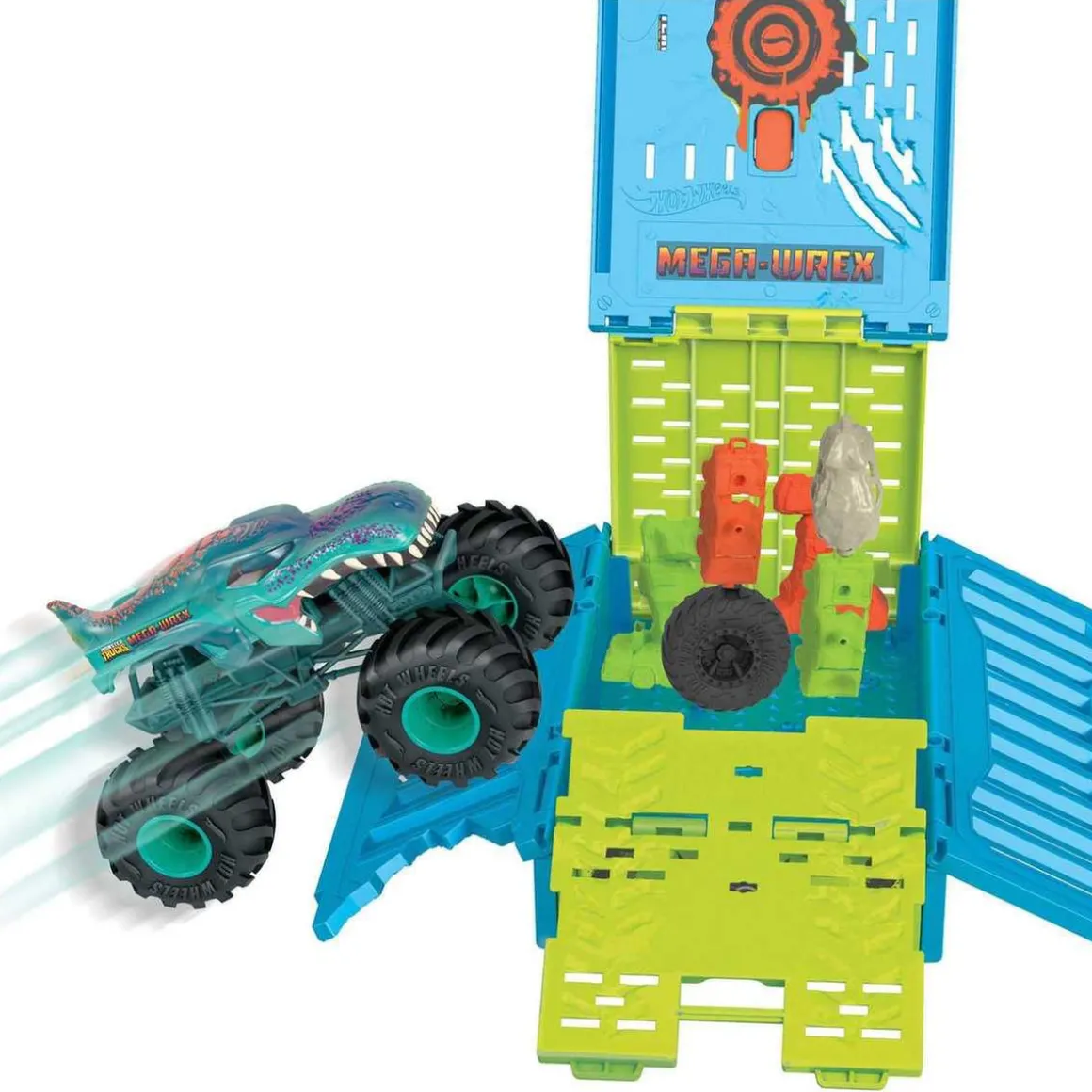 Hot Wheels - Vehículo Hot Wheels Monster Truck 1:24 con jaula de choque gigante