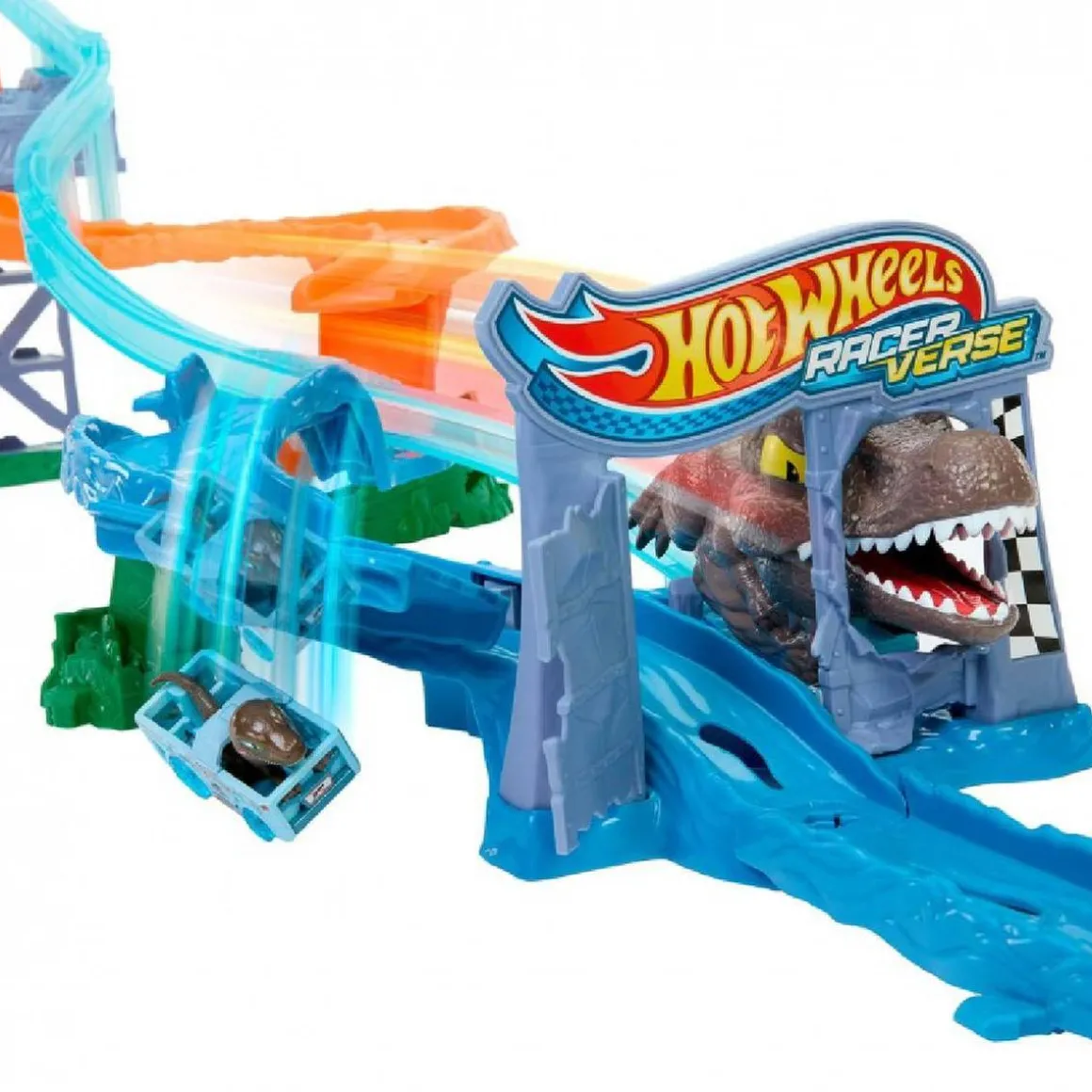 Hot Wheels RacerVerse - Pista Jurassic World Crash & Splash