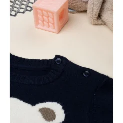 Jersey bebé azul con osito bordado