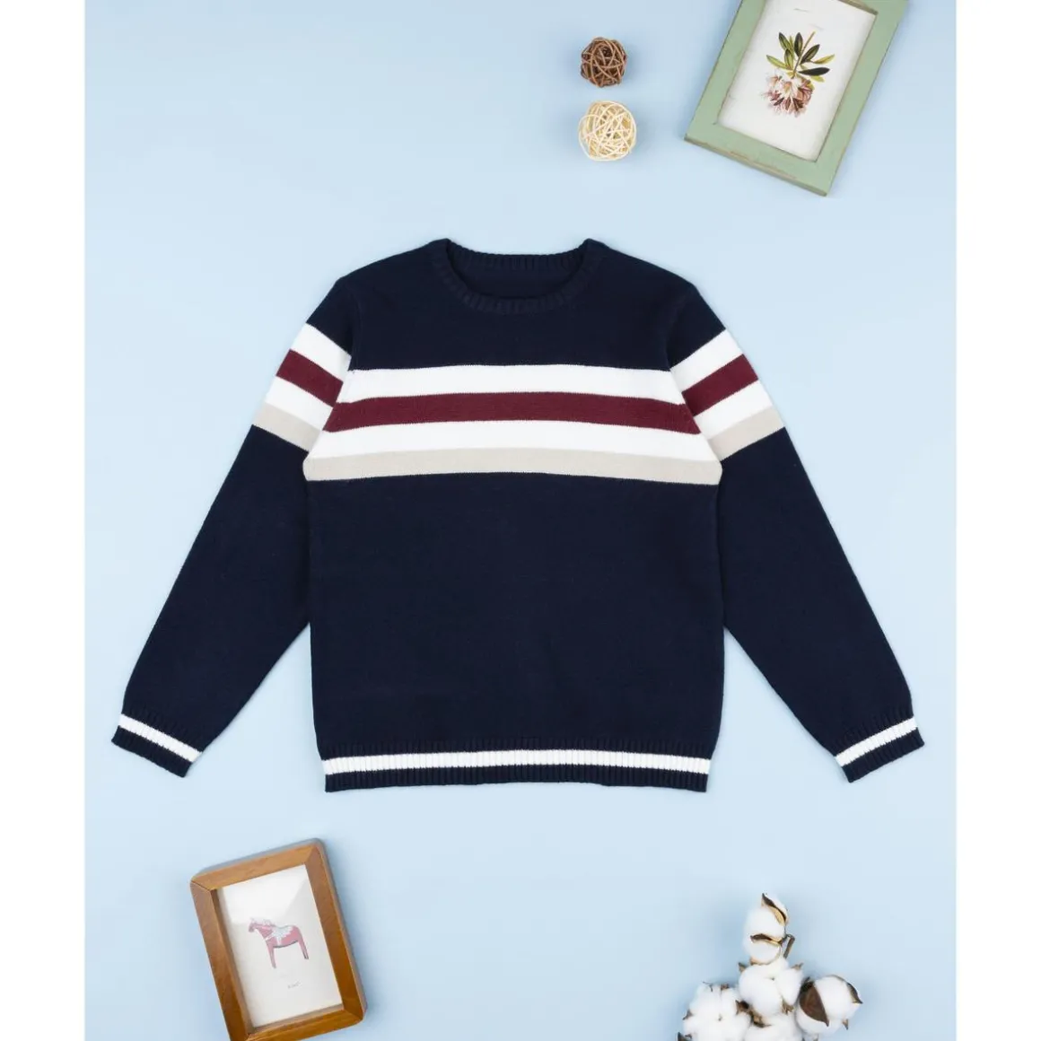 Jersey de niño a rayas azul y blanco