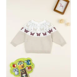 Jersey niña beige con mariposas