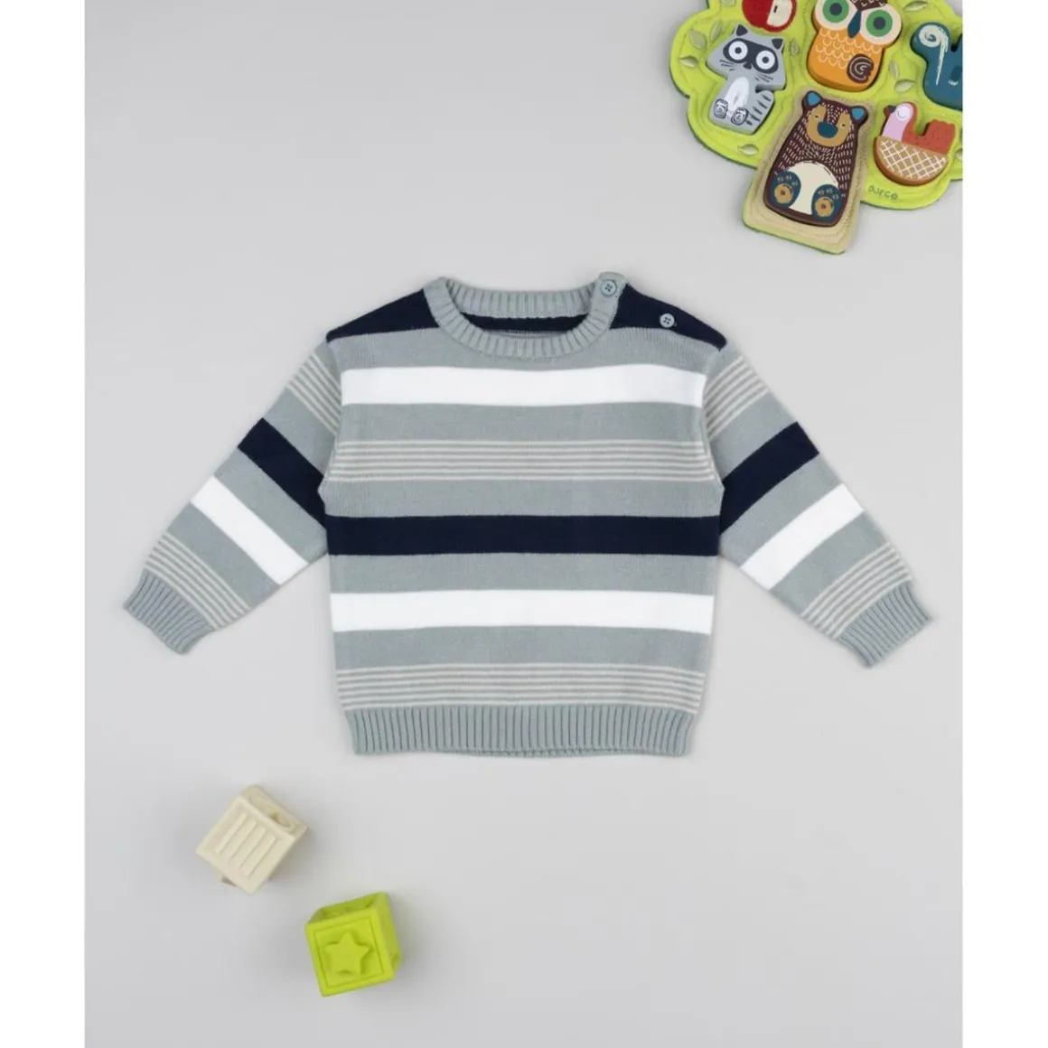 Jersey niño de punto a rayas