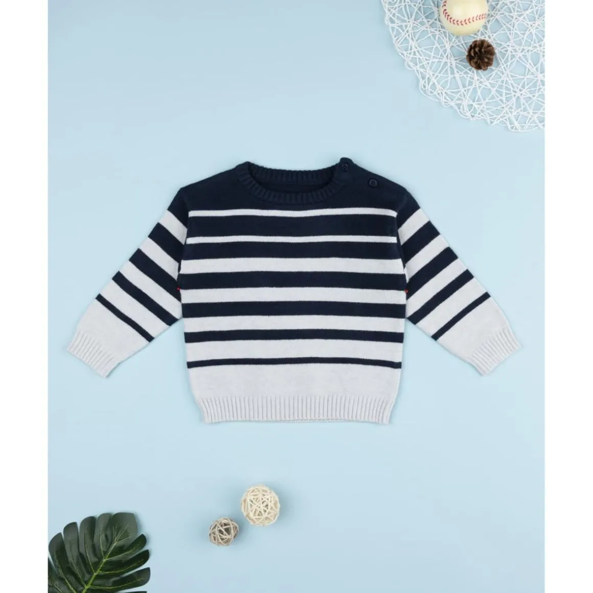 Jersey niño rayas azul y gris