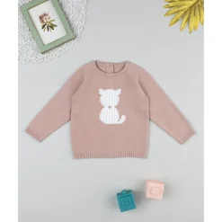 Jersey rosa de niña con gato
