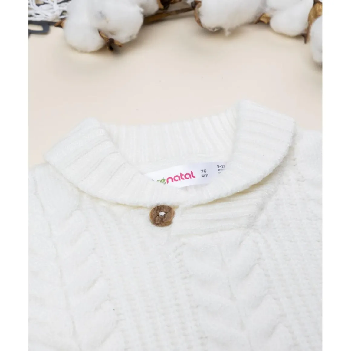 Jersey tricot blanco con parche en la manga para niño