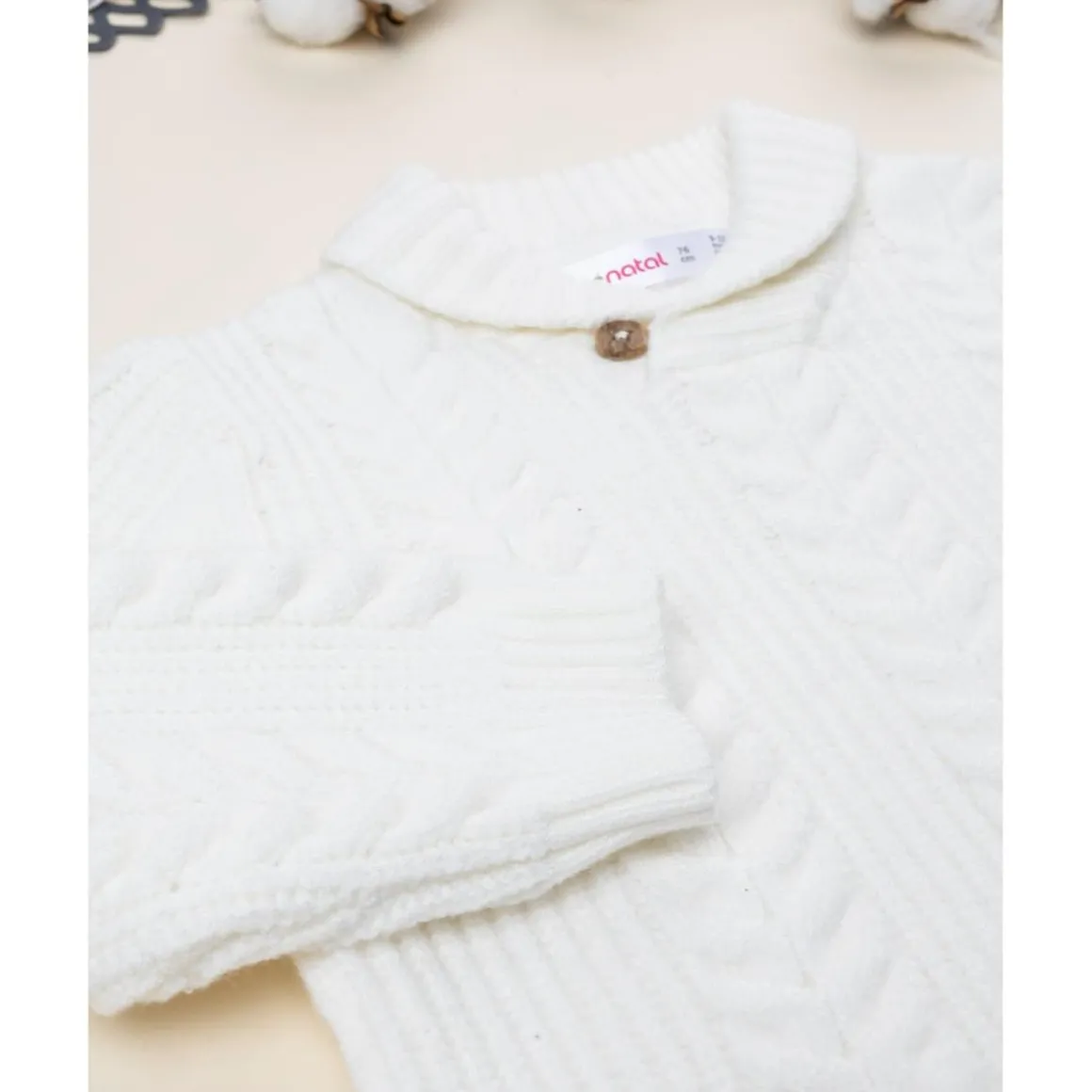 Jersey tricot blanco con parche en la manga para niño