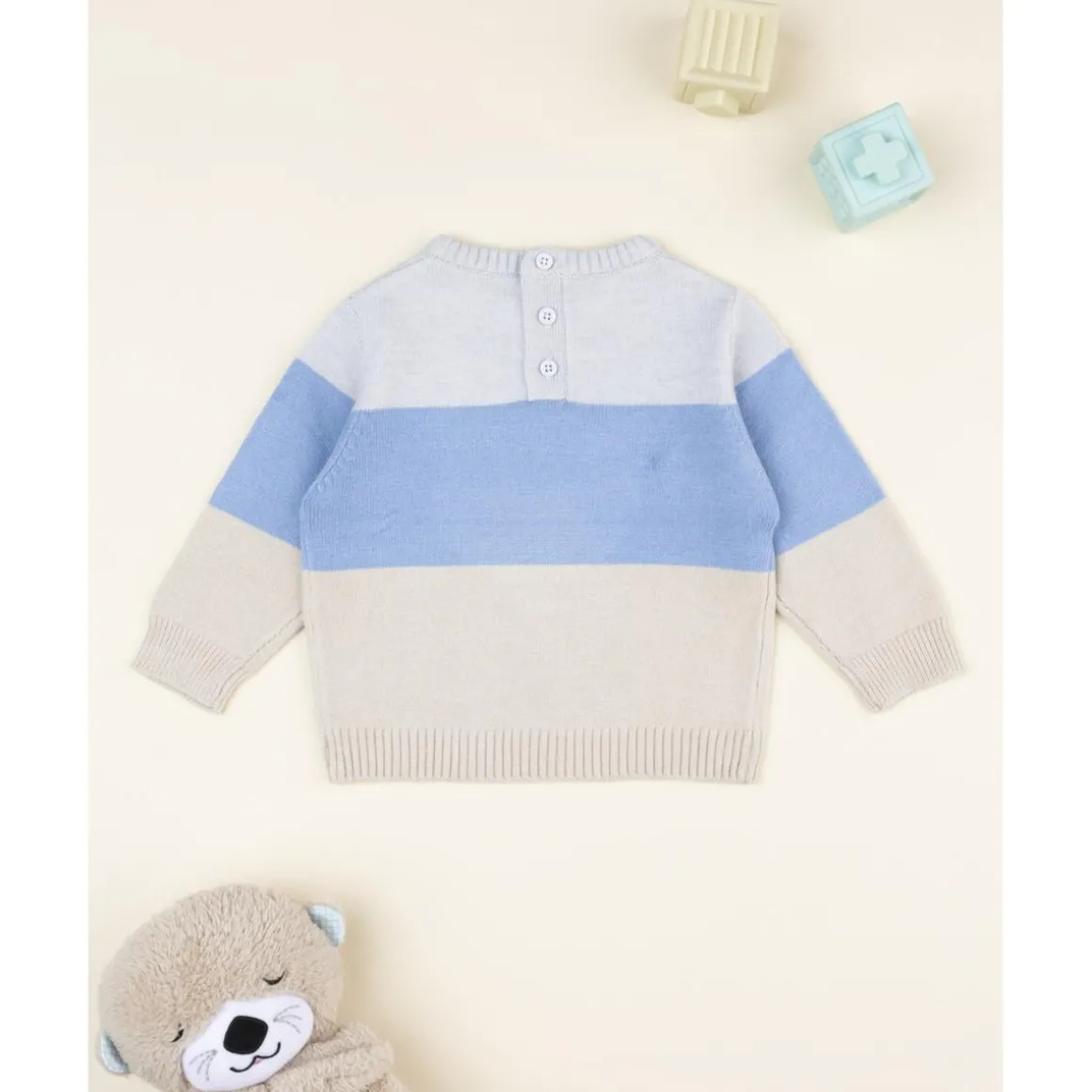 Jersey tricot niño azul/beige