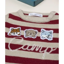 Jersey tricot niño rayas beige y burdeos