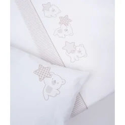 Juego de cuna 3 piezas beige con osito y estrellas