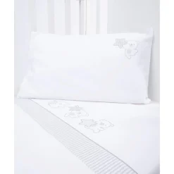 Juego de cuna 3 piezas gris con osito y estrellas