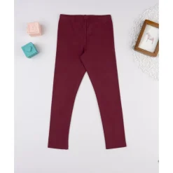Leggings burdeos de niña con bordado