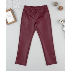 Leggings efecto piel burdeos para niña