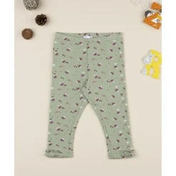 Leggings niña verdes con estampado floral