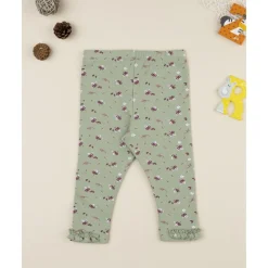 Leggings niña verdes con estampado floral
